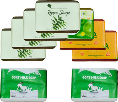 linic HERBAL NEEM SOAP(4), LEMON SOAP(1), PAPAYA(2),GOAT MILK SOAP(2)(9 x 100 g)