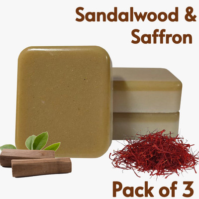 BEALOO Ghar Ka Soaps Sandalwood And Saffron Soap For Glowing & Refreshing Skin(3 x 100 g)
