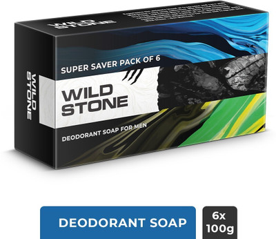 Wild Stone Soap Combo for Men - Icy Fresh, Charcoal Cleanse & Citrus Burst | 100gm Each |(6 x 100 g)