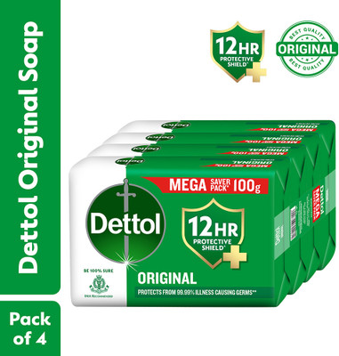 Dettol Original Bathing Soap for Men & Women, for Face, Body & Hands, Combo for Summer(4 x 100 g)