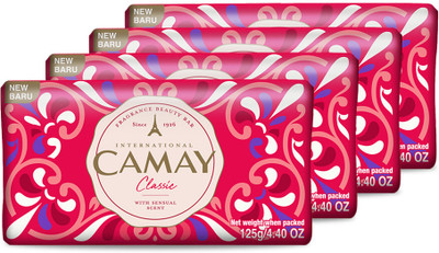 Camay Classic Carnations and Roses Beauty Soap with Indulging French Fragrance(4 x 125 g)