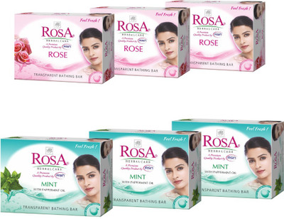 ROSA Transparent Rose & Mint Gel Soap | Skin Conditioners I Bathing Bar I *6(6 x 100 g)