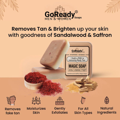 GoReady /| Magic Soap SandalWood And Saffron for DeTan and Glowing Brightening Skin |(100 g)