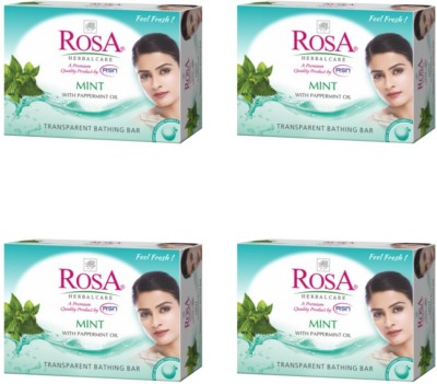 ROSA Transparent Mint Gel Soap With Pappermint, Peach & Olive Gel Soap I *4(4 x 100 g)