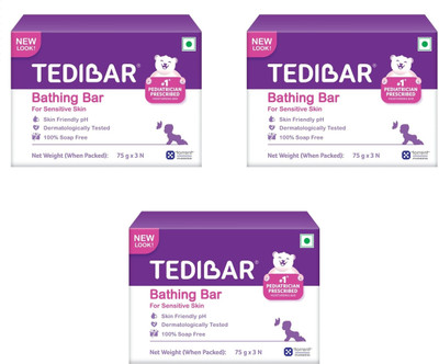 Tedibar Baby Bathing Bar 225 gm x Pack of 3(3 x 225 g)