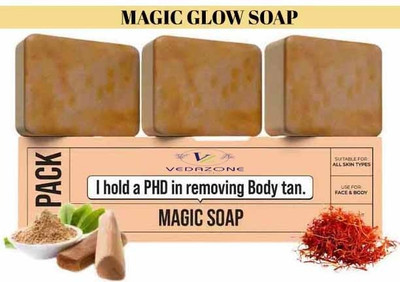vedazone Herbal Magic Soap - Sandal & Safforn Glow for Smooth Radiant Skin(3 x 100 g)