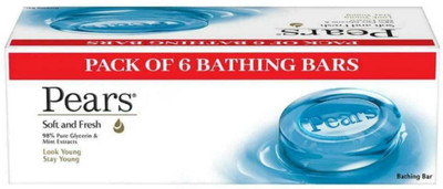 Pears Soft and Fresh Pure Glycerin and Mint Extracts Bathing Soap 125gm 6pc(750 g)