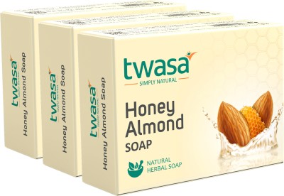 Twasa Honey & Almonds Natural Bathing Soap with Almond for Nourished & Glowing Skin(3 x 100 g)