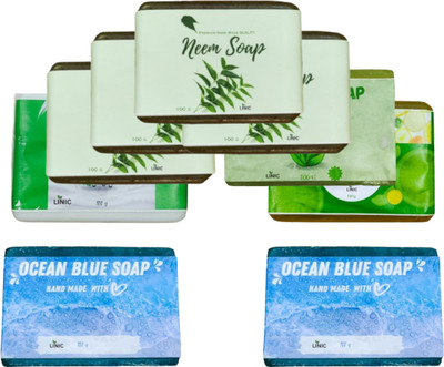 linic HERBAL NEEM SOAP(4), ALOE(1),LEMON(1), OCEAN BLUE(2), GOAT MILK(1)(9 x 100 g)