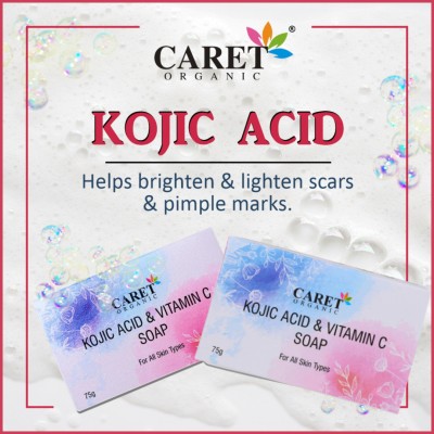 Caret Organic Vitamin C Kojic Acid Soap For Remove Acne Scars - Paraben Free - Cruelty Free(75 g)