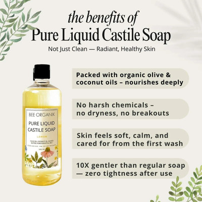 bee organik Lemon Pure Liquid Castile Soap(500 g)