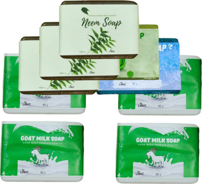 linic HERBAL NEEM SOAP(3), ALOE VERA(1), OCEAN BLUE(1), GOAT MILK(4)(9 x 100 g)