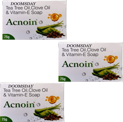 DOOMSDAY ACNOIN SOAP ENRICHED WITH TEA TREE OIL , VITAMIN E SOFT & SMOOTH SKIN PACK OF 3(3 x 75 g)