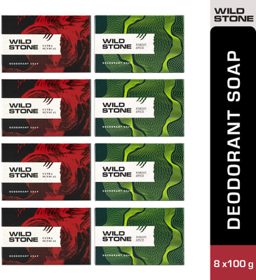 Wild Stone Soap Ultra Sensual & Forest Spice Combo for Men, 100gm Each(8 x 100 g)