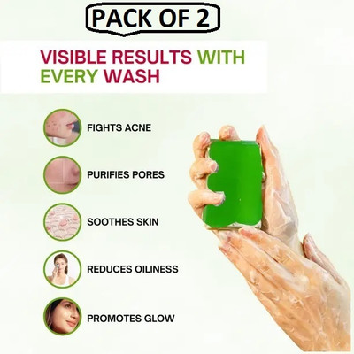 EVERERIN Neem Soap Antibacterial with Goodness of Neem Oil & Extract, Paraben Free(2 x 125 g)