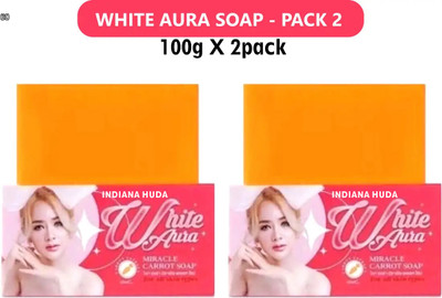 INDIANA HUDA White Aura Soap Carrot Vitamin C Herbal Radiant Glow Soap 100g Pack of 2(2 x 100 g)