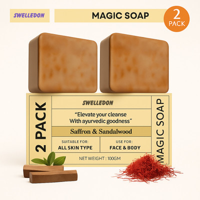 SWELLEDON Magic Soap Sandal Wood And Saffron Face & Body Skin Brightening(2 x 100 g)