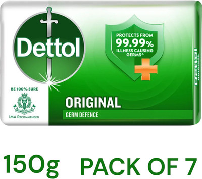 Dettol original Bathing Soap Bar with 12hr Germ protection Germs, 150 pack of 7(7 x 150 g)