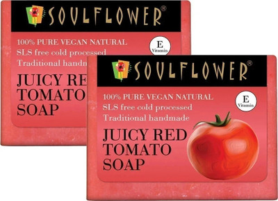 Soulflower Handmade Juicy Red Tomato Soap Bar | Moisturizes & Hydrates, Prevents Wrinkle |(2 x 150 g)