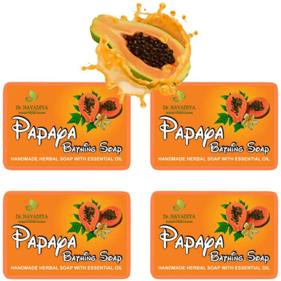 Dr. NAvadiya Natural & Organic Handmade 4 Combo Pack Of Papaya Soap For Skin Brightening(4 x 100 g)