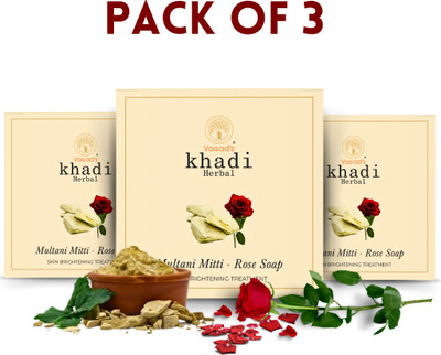 vagad's khadi Multani - Rose Soap(3 x 100 g)