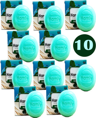 Hamly Mint flavor enriched with Vitamin E daily use bathing soap bar for men & women(10 x 65.3 g)