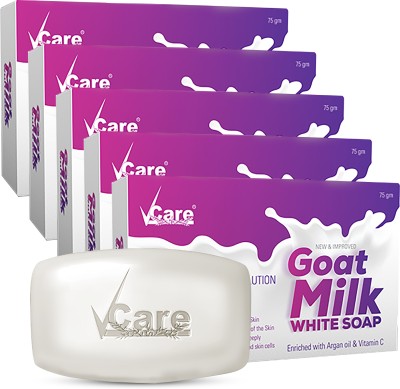 Vcare Goat Milk White Soap, (Pack Of 5)(5 x 75 g)