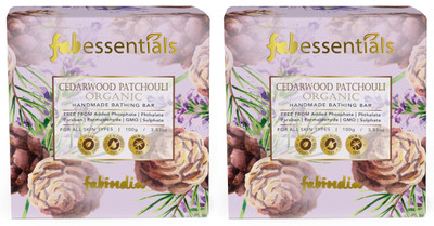 fabessentials Cedarwood Patchouli Organic Handmade Bathing Bar,100g x Pack of 2(2 x 100 g)