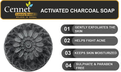 CENNET Natural Handmade Charcoal Soap for Men & Women5(4 x 100 g)
