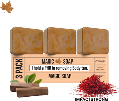IMPACTSTRONG Ghar Chandan Kesar Handmade Soap Home Ghar Soaps Glow Boost 3 Pack 300g(3 x 100 g)