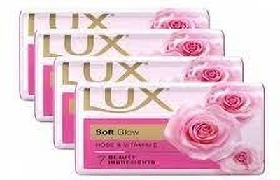 LUX Rose & Vitamin - E - Soft - Glow Skin Soap, 100g (Pack of 4)(4 x 99 g)