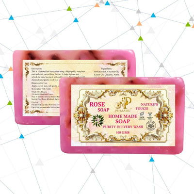 Pihaaru Pack of 2 ,Skin Brightening Rose Soap – Pure & Gentle Touch (200gm)'(2 x 100 g)