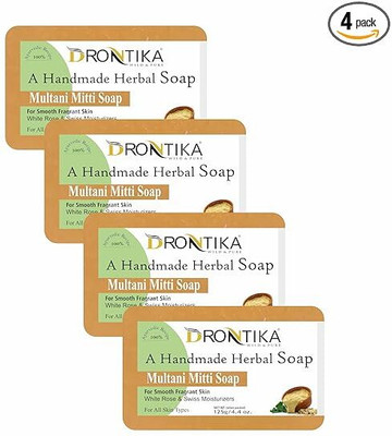 DRONTIKA WILD & PURE Organic Multani Mitti Natural Handmade Soap(4 x 125 g)