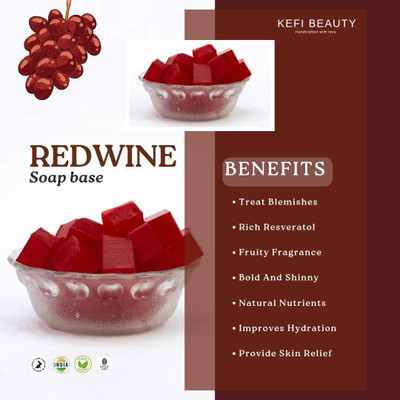 KEFI BEAUTY Natural Red Wine Soap Base for Handmade Soaps Enriched with Red Wine(1000 g)