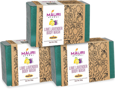 Khadi Mauri Herbal Lime Lavender Handmade Natural Soaps | Removes Impurities & Dead Skin(3 x 125 g)