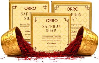 orrobeauty Hand Made Saffron Magic Soap for DeTan and Glowing Brightening Skin(3 x 100 g)