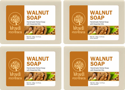 MeriBana Khadi Handmade Walnut Bath Soap(4 x 125 g)