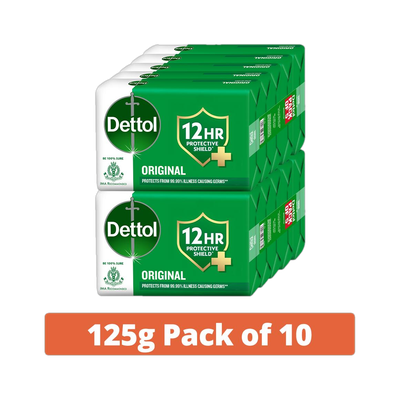 Dettol Original Bathing Soap for Men & Women, for Face, Body & Hands, Combo for Summer(10 x 125 g)