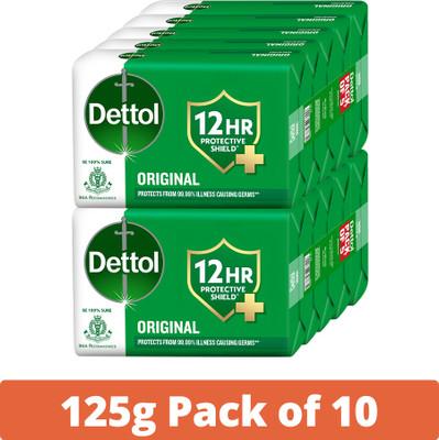 Dettol Original Bathing Soap for Men & Women, for Face, Body & Hands, Combo for Summer(10 x 125 g)