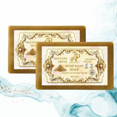 Pihaaru Pack of 2 Multani Mitti Body & Face Soap Pure Natural Bar(200g)[(2 x 100 g)
