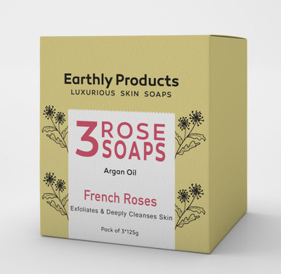 EARTHLY PRODUCTS Elevate Experience: French Rose Soap with Shea Butter for Luxurious Pampering(3 x 41.67 g)