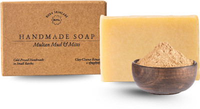Ruva Handmade Multani Mitti & Mud Soap | Deep Cleanse, Oil Balance, Face Safe(100 g)