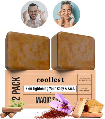 coollest Sandal Wood And Saffron Magic Soap for Tan Removal, Skin brightening Soap(2 x 100.5 g)