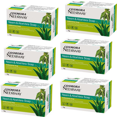 COSMORA NEEEMWAY NEEM & ALOEVERA SOAP FOR CLEANSING & PIMPLES FREE SKIN PACK OF - 6(6 x 75 g)