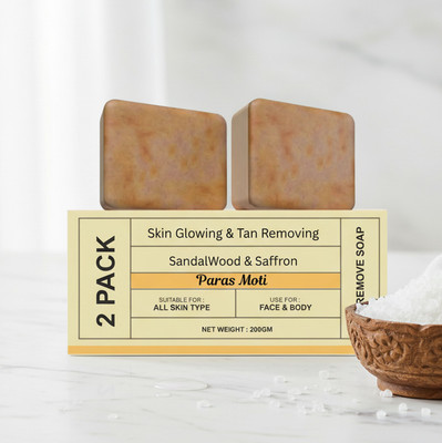 PARAS MOTI Magic Soap Herbal Glow Soap Saffron & Sandalwood Tan Removal Bar (Pack of 2)(2 x 100 g)