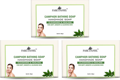 PARK DANIEL Camphor Soap For Bath For Soft Skin Pack of 3 of 100Grams(3 x 100 g)