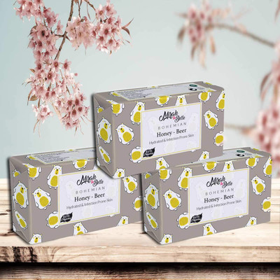 Mirah Belle Honey Beer Dry Skin Soap Bar (375 g) -(Pack of 3) Organic and Natural - For Dehydrated & Infection Prone Skin. Helps Smoothen & Soften Skin. Vegan, Handmade, Cruelty Free, SLS, Paraben, GMO-Free.(3 x 125 g)