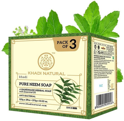 KHADI NATURAL Hand Made Pure Neem Soap Pack of 3(3 x 125 g)