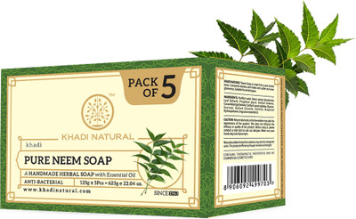 KHADI NATURAL Herbal Pure Neem Soap (Pack of 5) (625 g)(5 x 125 g)