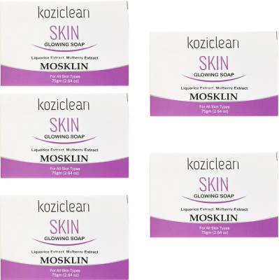 MOSKLIN KOJICLEAN SKIN GLOWING SOAP FOR ACNE FREE GLOWING SKIN PAK OF - 75g x 5(5 x 75 g)